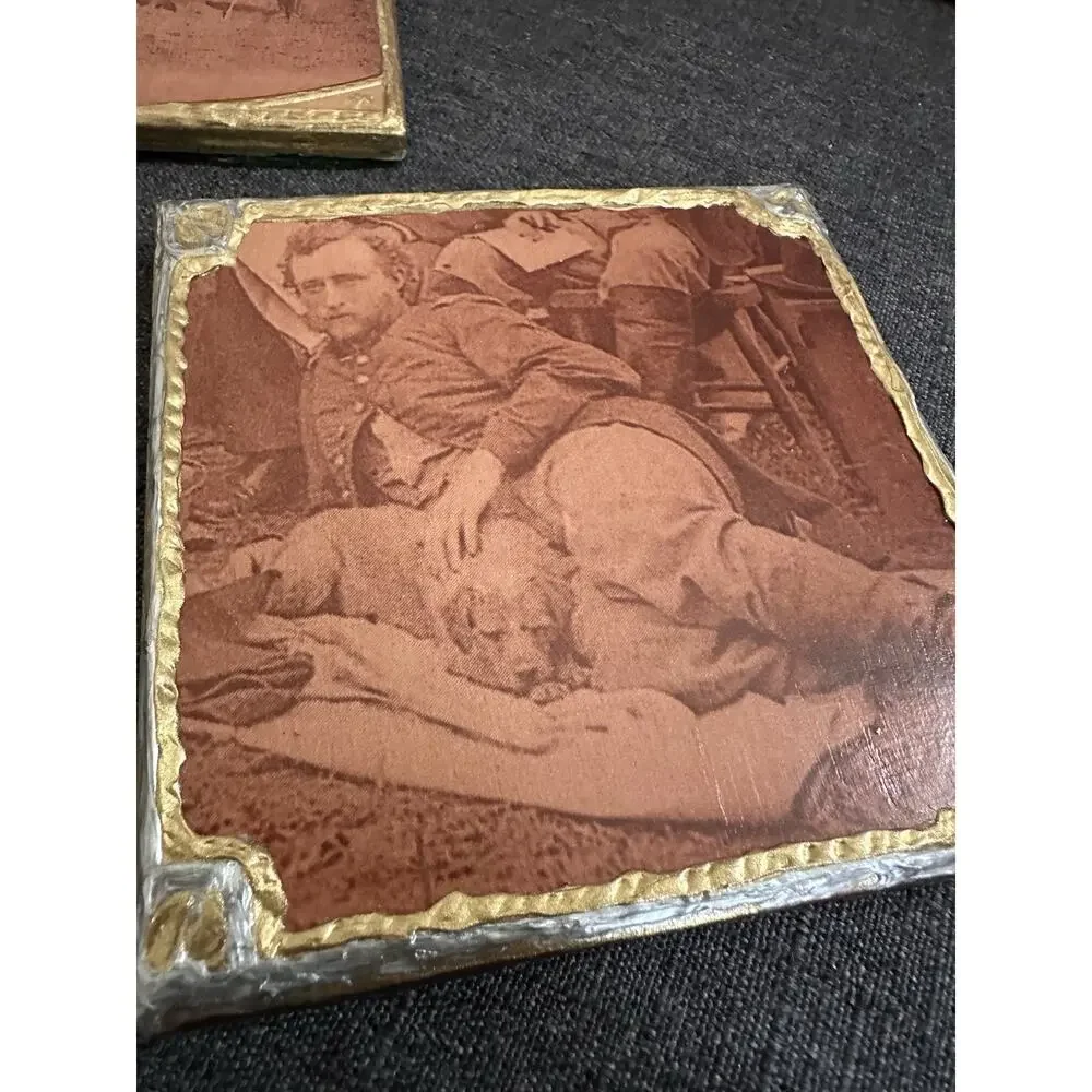 22 Handmade Civil War Photo Tile Wall Plaques Generals Soldiers Camps Reproducti